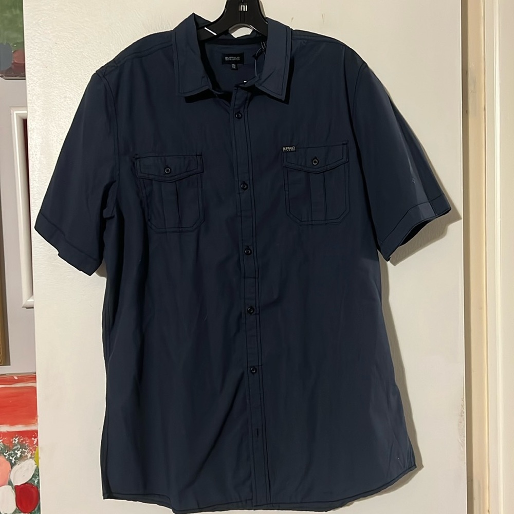 Buffalo David Bitton mens blue shirt sleeve shirt NWT